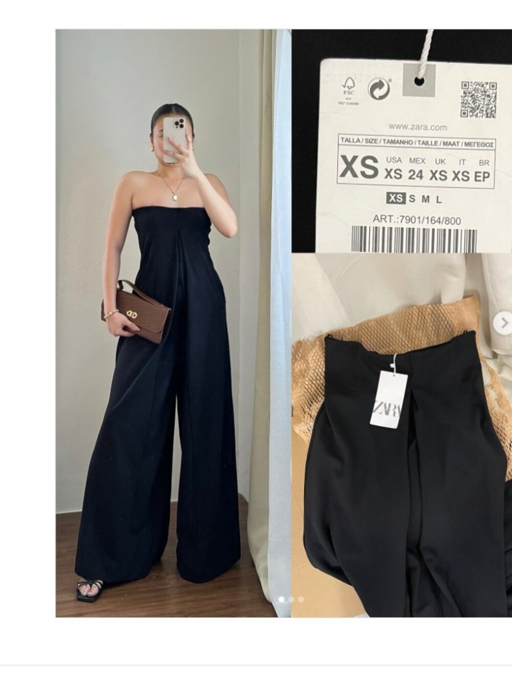 Zara Strapless Jumpsuit NWT - Black XS